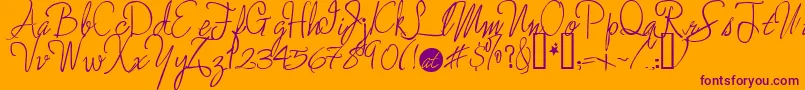 Enchanted ffy-Schriftart – Violette Schriften auf orangefarbenem Hintergrund