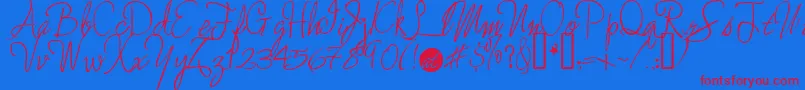 Enchanted ffy-Schriftart – Rote Schriften auf blauem Hintergrund