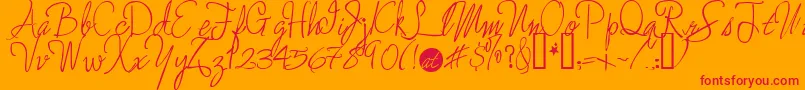 Enchanted ffy Font – Red Fonts on Orange Background