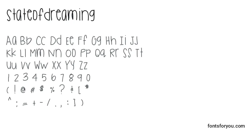 Fuente Stateofdreaming - alfabeto, números, caracteres especiales