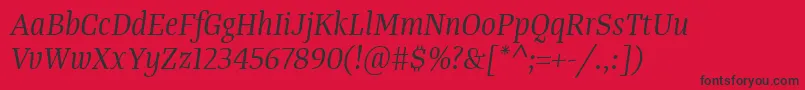 TangerserifnarrowBookitalic Font – Black Fonts on Red Background