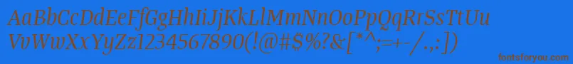 TangerserifnarrowBookitalic Font – Brown Fonts on Blue Background