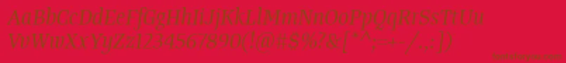 TangerserifnarrowBookitalic Font – Brown Fonts on Red Background