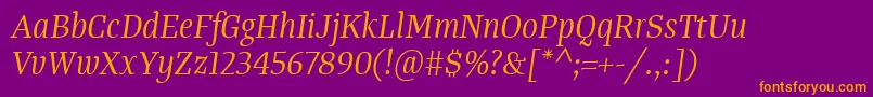 TangerserifnarrowBookitalic Font – Orange Fonts on Purple Background