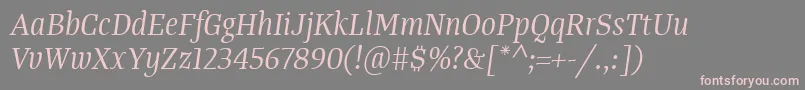 TangerserifnarrowBookitalic Font – Pink Fonts on Gray Background