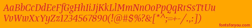 TangerserifnarrowBookitalic Font – Red Fonts on Orange Background