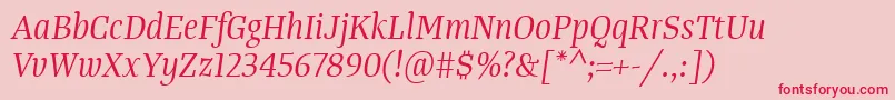 TangerserifnarrowBookitalic Font – Red Fonts on Pink Background