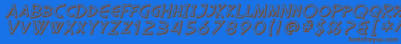 フォントSfDiegoSansShadedOblique – 茶色の文字が青い背景にあります。