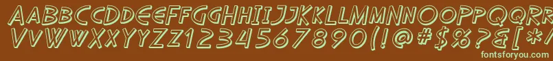 フォントSfDiegoSansShadedOblique – 緑色の文字が茶色の背景にあります。