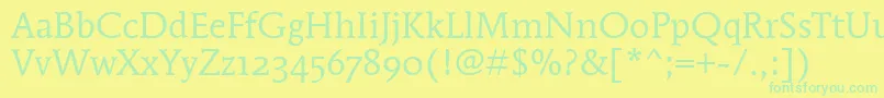 フォントMendozaRomanOsItcTtBook – 黄色い背景に緑の文字