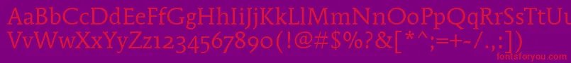 MendozaRomanOsItcTtBook Font – Red Fonts on Purple Background