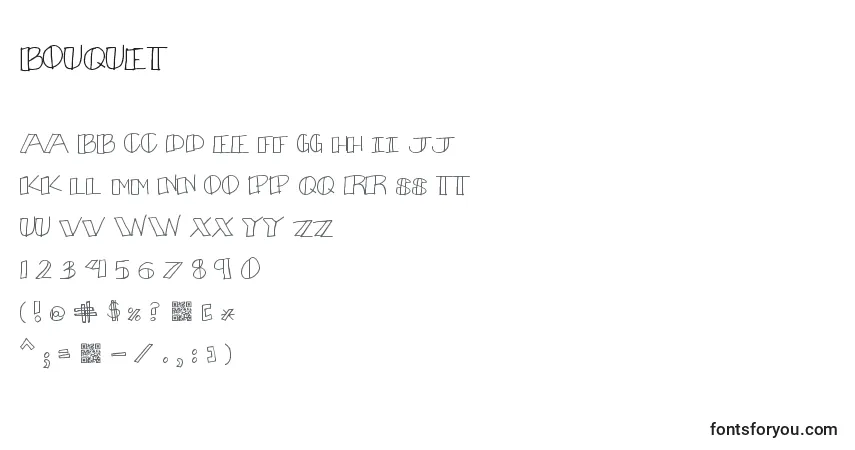 Czcionka Bouquet – alfabet, cyfry, specjalne znaki