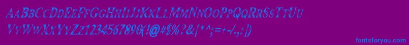 フォントMaranallo High Italic – 紫色の背景に青い文字