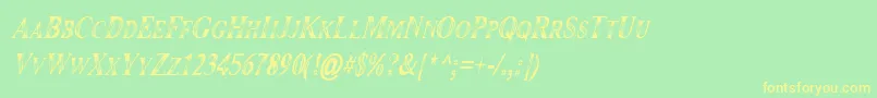 フォントMaranallo High Italic – 黄色の文字が緑の背景にあります