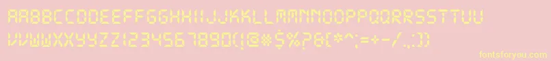 DsDigitalBold-Schriftart – Gelbe Schriften auf rosa Hintergrund