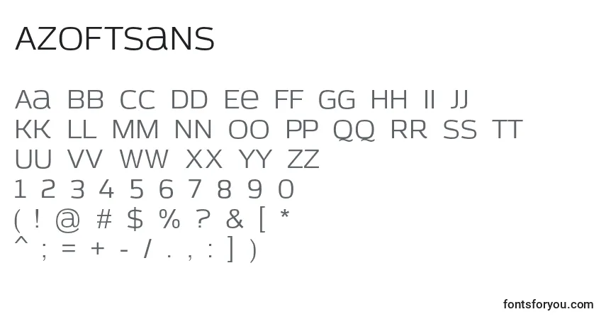 AzoftSans (49412)フォント–アルファベット、数字、特殊文字