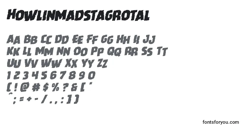 Czcionka Howlinmadstagrotal – alfabet, cyfry, specjalne znaki