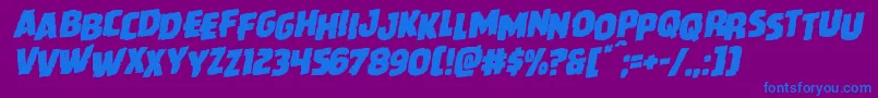 Howlinmadstagrotal-Schriftart – Blaue Schriften auf violettem Hintergrund