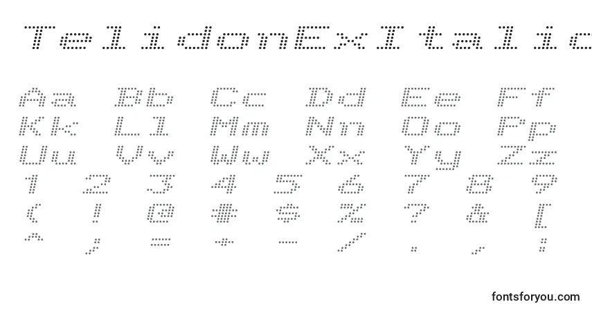 Schriftart TelidonExItalic – Alphabet, Zahlen, spezielle Symbole