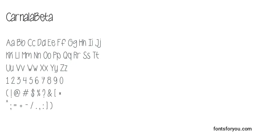 Czcionka CarnalaBeta – alfabet, cyfry, specjalne znaki