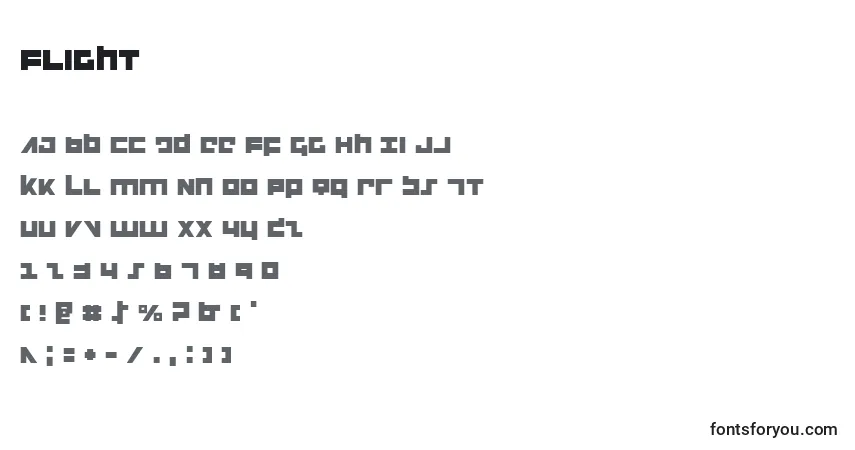 Czcionka Flight – alfabet, cyfry, specjalne znaki