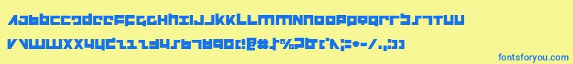 フォントFlight – 青い文字が黄色の背景にあります。