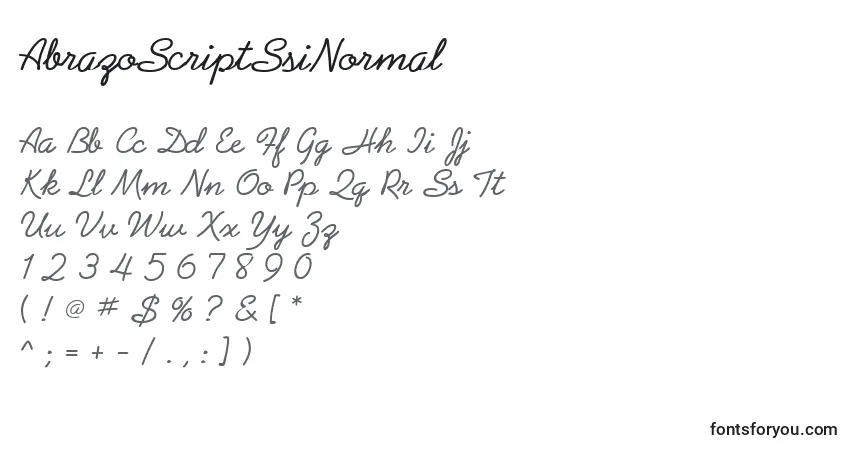 Schriftart AbrazoScriptSsiNormal – Alphabet, Zahlen, spezielle Symbole