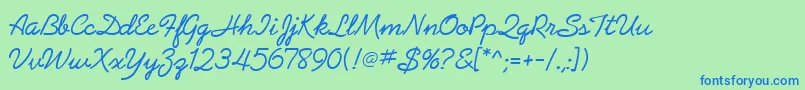 AbrazoScriptSsiNormal Font – Blue Fonts on Green Background