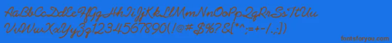 AbrazoScriptSsiNormal-Schriftart – Braune Schriften auf blauem Hintergrund