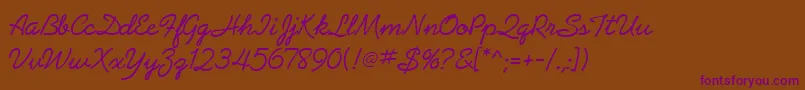 AbrazoScriptSsiNormal Font – Purple Fonts on Brown Background