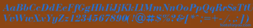 フォントBodoniBolditalicCyrillic – 茶色の背景に青い文字