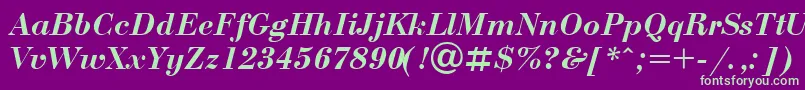 BodoniBolditalicCyrillic Font – Green Fonts on Purple Background