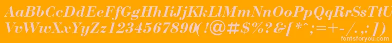 BodoniBolditalicCyrillic-Schriftart – Rosa Schriften auf orangefarbenem Hintergrund