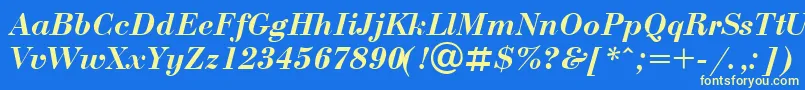 BodoniBolditalicCyrillic Font – Yellow Fonts on Blue Background