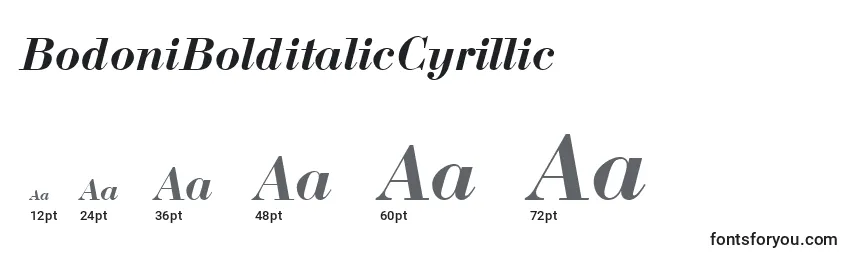Größen der Schriftart BodoniBolditalicCyrillic