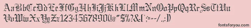 Fonte GregorianRegularDb – fontes pretas em um fundo rosa