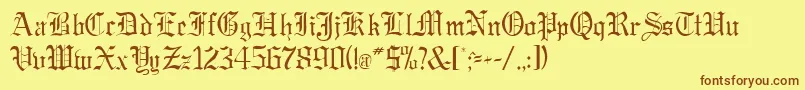 GregorianRegularDb Font – Brown Fonts on Yellow Background