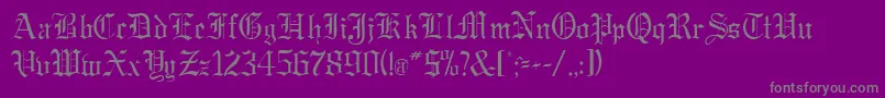フォントGregorianRegularDb – 紫の背景に灰色の文字