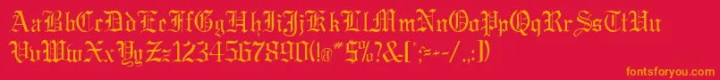 GregorianRegularDb Font – Orange Fonts on Red Background