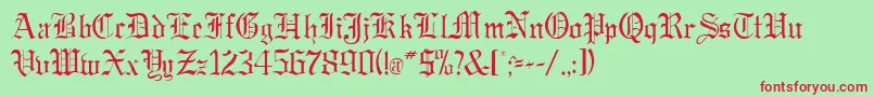 GregorianRegularDb Font – Red Fonts on Green Background