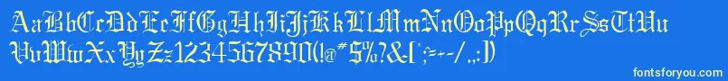 More about GregorianRegularDb Font GregorianRegularDb Font – Yellow Fonts on Blue Background