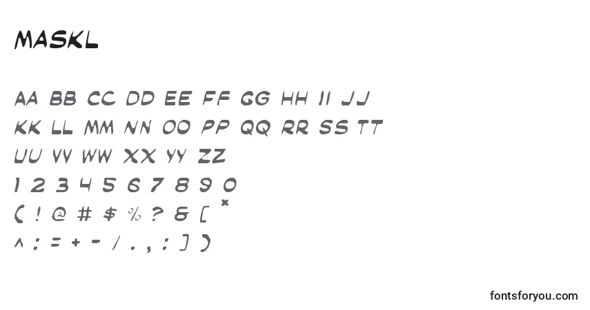 Schriftart Maskl – Alphabet, Zahlen, spezielle Symbole