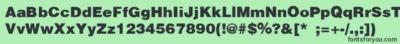 HelveticaBlackSemibold-fontti – mustat fontit vihreällä taustalla