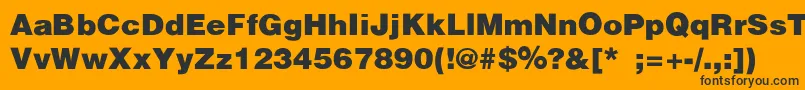 HelveticaBlackSemibold-fontti – mustat fontit oranssilla taustalla