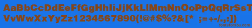 HelveticaBlackSemibold-Schriftart – Braune Schriften auf blauem Hintergrund