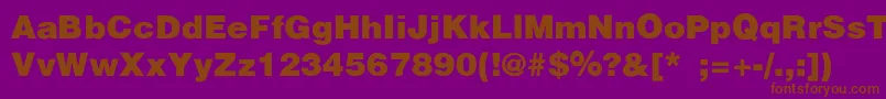HelveticaBlackSemibold-Schriftart – Braune Schriften auf violettem Hintergrund