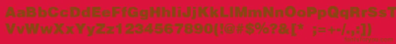 HelveticaBlackSemibold-fontti – ruskeat fontit punaisella taustalla