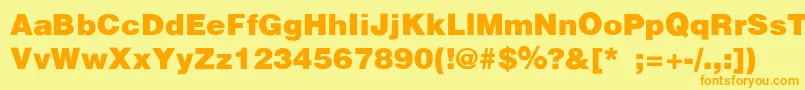 HelveticaBlackSemibold-Schriftart – Orangefarbene Schriften auf gelbem Hintergrund