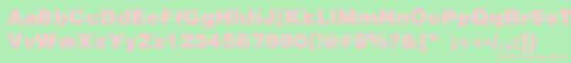 HelveticaBlackSemibold-fontti – vaaleanpunaiset fontit vihreällä taustalla
