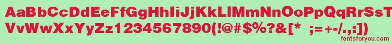 HelveticaBlackSemibold-fontti – punaiset fontit vihreällä taustalla